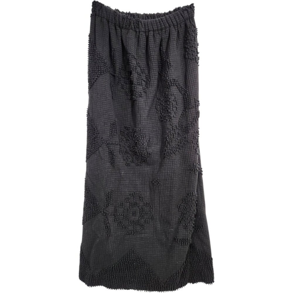 Vintage Heirlooms Nubby Chenille Pull On Skirt S Slit Mall Goth Art-to-Wear USA